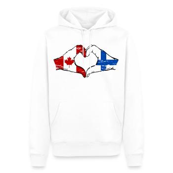 Canada Finlande drapeau mains coeur utilisé - Sweat à capuche Premium bio Homme - blanc - Devant - Nico (187cm)