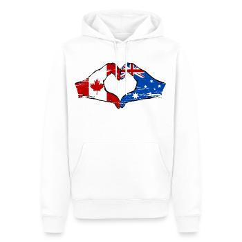 Canada Australie Drapeau Mains Coeur Utilisé - Sweat à capuche Premium bio Homme - blanc - Devant - Nico (187cm)