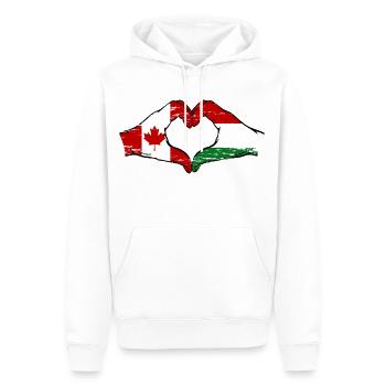 Canada Hongrie Drapeau Mains Coeur Forme Utilisé - Sweat à capuche Premium bio Homme - blanc - Devant - Nico (187cm)
