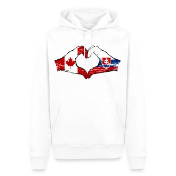 Canada Slovaquie drapeau mains coeur utilisé - Sweat à capuche Premium bio Homme - blanc - Devant - Nico (187cm)