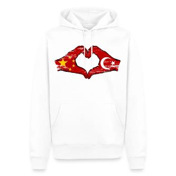 Chine Turquie drapeau mains forme coeur utilisé - Sweat à capuche Premium bio Homme - blanc - Devant - Nico (187cm)