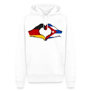 Allemagne Cuba Drapeau Mains Coeur Forme - Sweat à capuche Premium bio Homme - blanc - Devant - Nico (187cm)