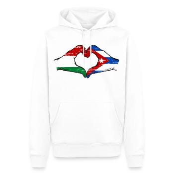 Hongrie Cuba Drapeau Mains Coeur Forme Utilisé - Sweat à capuche Premium bio Homme - blanc - Devant - Nico (187cm)