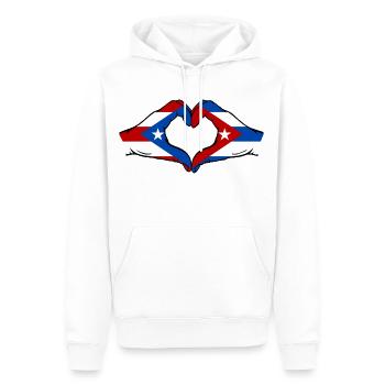 Puerto Rico Kuba Flagge Hände Herzform - Männer Premium Bio Hoodie - Weiß - Vorne - Nico (187cm)