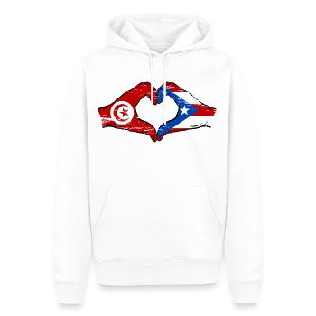 Tunisie Porto Rico Drapeau Mains Coeur Forme Utilisé - Sweat à capuche Premium bio Homme - blanc - Devant - Nico (187cm)