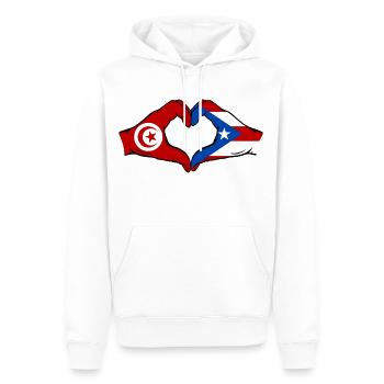 Tunesien Puerto Rico Flagge Hände Herzform - Männer Premium Bio Hoodie - Weiß - Vorne - Nico (187cm)
