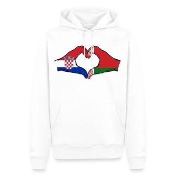 Kroatien Belarus Flagge Hände Herzform - Männer Premium Bio Hoodie - Weiß - Vorne - Nico (187cm)