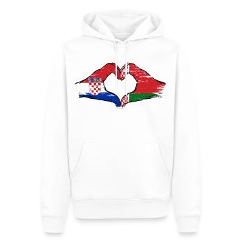 Kroatien Belarus Flagge Hände Herzform used - Männer Premium Bio Hoodie - Weiß - Vorne - Nico (187cm)