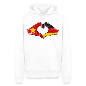 Vietnam Deutschland Flagge Hände Herzform used - Männer Premium Bio Hoodie - Weiß - Vorne - Nico (187cm)