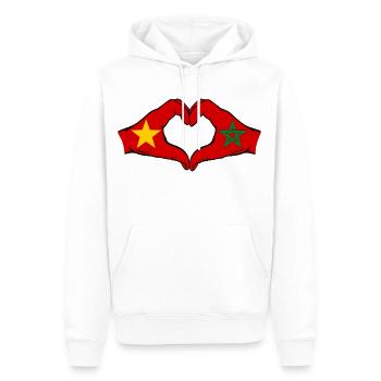 Vietnam Maroc Drapeau Mains Coeur Forme - Sweat à capuche Premium bio Homme - blanc - Devant - Nico (187cm)