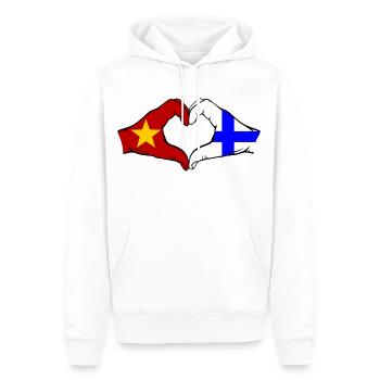 Vietnam Finlande Drapeau Mains Coeur Forme - Sweat à capuche Premium bio Homme - blanc - Devant - Nico (187cm)