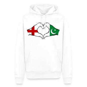 England Pakistan Flagge Hände Herzform - Männer Premium Bio Hoodie - Weiß - Vorne - Nico (187cm)