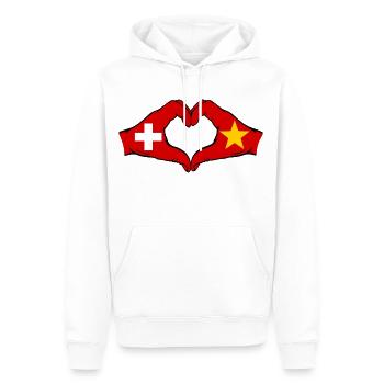 Schweiz Vietnam Flagge Hände Herzform - Männer Premium Bio Hoodie - Weiß - Vorne - Nico (187cm)