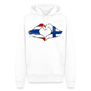 Thaïlande Finlande Drapeau Mains Coeur Forme - Sweat à capuche Premium bio Homme - blanc - Devant - Nico (187cm)