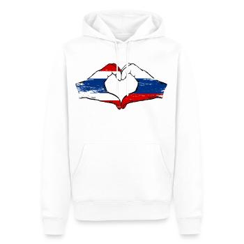 Thaïlande Russie Drapeau Mains Coeur Forme Utilisé - Sweat à capuche Premium bio Homme - blanc - Devant - Nico (187cm)