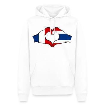 France Thailand Flag Hands Heart Shape - Men’s Premium Organic Hoodie - white - Front - Nico (187cm)