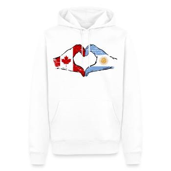 Canada Argentine drapeau mains forme de coeur utilisé - Sweat à capuche Premium bio Homme - blanc - Devant - Nico (187cm)