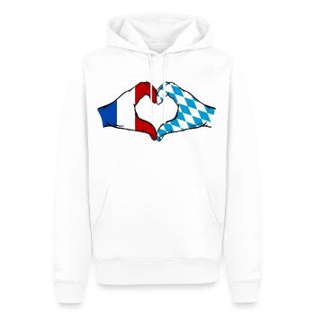 France Bavaria Flag Hands Heart Shape - Men’s Premium Organic Hoodie - white - Front - Nico (187cm)