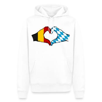 Belgien Bayern Flagge Hände Herzform - Männer Premium Bio Hoodie - Weiß - Vorne - Nico (187cm)