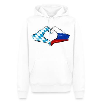 Bavière, Russie, Drapeau, Mains, Forme de coeur Utilisé - Sweat à capuche Premium bio Homme - blanc - Devant - Nico (187cm)