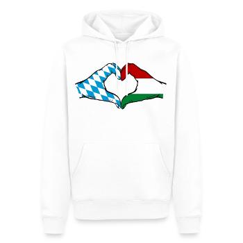Bavière, Hongrie, Drapeau, Aiguilles, Forme Coeur - Sweat à capuche Premium bio Homme - blanc - Devant - Nico (187cm)