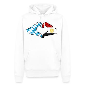 Bavaria Egypt Flag Hands Heart Shape Used - Men’s Premium Organic Hoodie - white - Front - Nico (187cm)