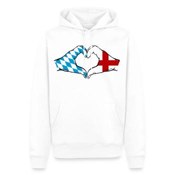 Bavière, Angleterre, Drapeau, Forme de coeur - Sweat à capuche Premium bio Homme - blanc - Devant - Nico (187cm)