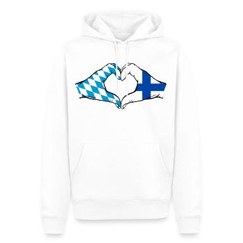 Bayern Finland Flagge Hände Herzform - Männer Premium Bio Hoodie - Weiß - Vorne - Nico (187cm)
