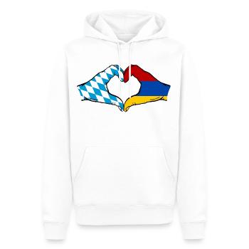 Bavière, Arménie, Drapeau, Mains, Coeur - Sweat à capuche Premium bio Homme - blanc - Devant - Nico (187cm)