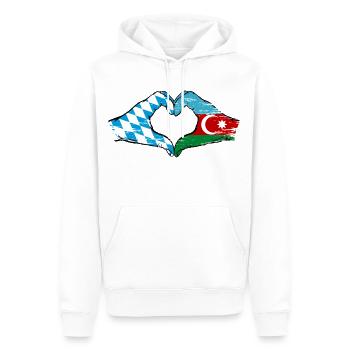 Bayern Aserbaidschan Flagge Hände Herzform used - Männer Premium Bio Hoodie - Weiß - Vorne - Nico (187cm)