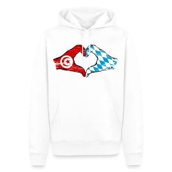 Tunisie Bavière drapeau mains forme coeur utilisé - Sweat à capuche Premium bio Homme - blanc - Devant - Nico (187cm)