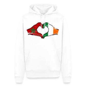 Maroc Irlande Drapeau Mains Coeur Forme Utilisé - Sweat à capuche Premium bio Homme - blanc - Devant - Nico (187cm)