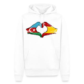 Aserbaidschan Spanien Flagge Haende Herzform used - Männer Premium Bio Hoodie - Weiß - Vorne - Nico (187cm)