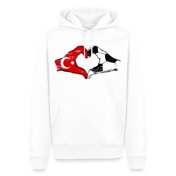 Türkei Fussball Flagge Haende Herzform used - Männer Premium Bio Hoodie - Weiß - Vorne - Nico (187cm)