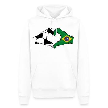 Brésil Football Drapeau Mains Coeur Forme - Sweat à capuche Premium bio Homme - blanc - Devant - Nico (187cm)