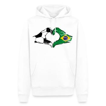 Brésil Football Drapeau Mains Coeur Forme Utilisé - Sweat à capuche Premium bio Homme - blanc - Devant - Nico (187cm)