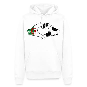 Algérie Football Drapeau Mains Coeur Forme Utilisé - Sweat à capuche Premium bio Homme - blanc - Devant - Nico (187cm)