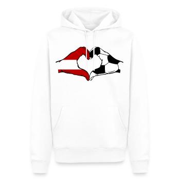Österreich Fussball Flagge Hände Herzform - Männer Premium Bio Hoodie - Weiß - Vorne - Nico (187cm)
