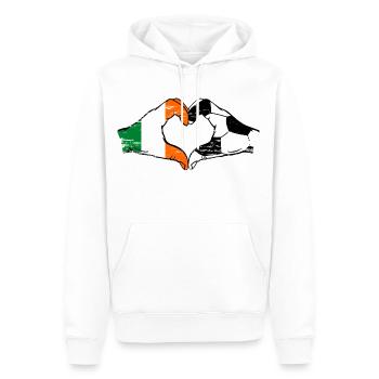 Irlande Football Drapeau Mains Coeur Forme Utilisé - Sweat à capuche Premium bio Homme - blanc - Devant - Nico (187cm)