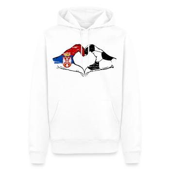 Serbie Football Drapeau Mains Coeur Forme Utilisé - Sweat à capuche Premium bio Homme - blanc - Devant - Nico (187cm)