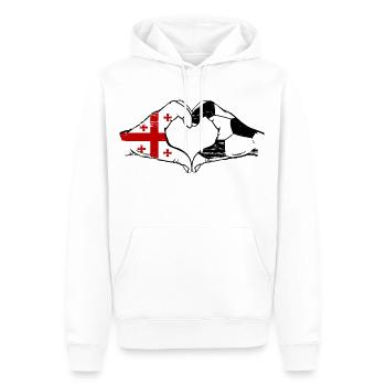 Georgien Fussball Flagge Haende Herzform used - Männer Premium Bio Hoodie - Weiß - Vorne - Nico (187cm)