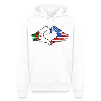 Algerien USA Flagge Haende Herzform used - Männer Premium Bio Hoodie - Weiß - Vorne - Nico (187cm)