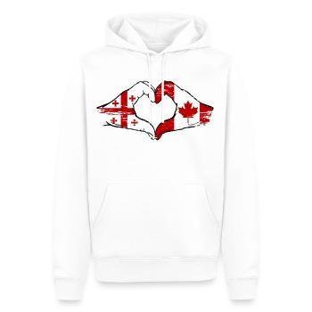 Géorgie Canada drapeau mains forme coeur utilisé - Sweat à capuche Premium bio Homme - blanc - Devant - Nico (187cm)