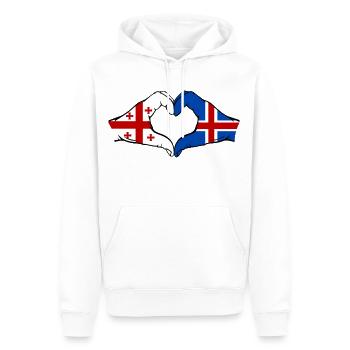 Géorgie Islande Drapeau Mains Coeur Forme - Sweat à capuche Premium bio Homme - blanc - Devant - Nico (187cm)