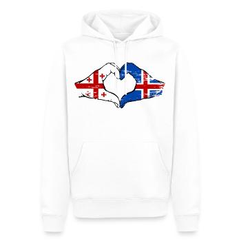 Georgien Island Flagge Haende Herzform used - Männer Premium Bio Hoodie - Weiß - Vorne - Nico (187cm)