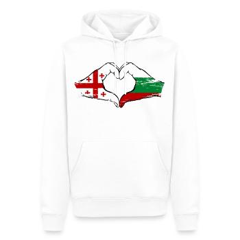 Georgien Bulgarien Flagge Haende Herzform used - Männer Premium Bio Hoodie - Weiß - Vorne - Nico (187cm)