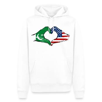 Pakistan USA drapeau main coeur forme utilisé - Sweat à capuche Premium bio Homme - blanc - Devant - Nico (187cm)