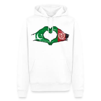 Pakistan Afghanistan drapeau mains coeur - Sweat à capuche Premium bio Homme - blanc - Devant - Nico (187cm)