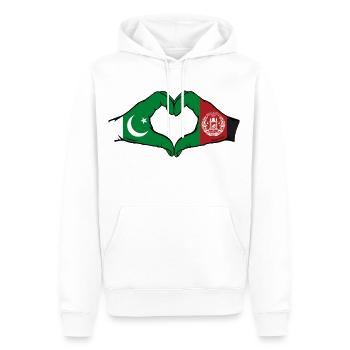Pakistan Afghanistan drapeau mains coeur - Sweat à capuche Premium bio Homme - blanc - Devant - Nico (187cm)