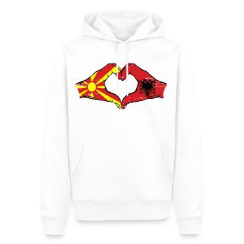 Macédoine Albanie drapeau mains forme de coeur utilisé - Sweat à capuche Premium bio Homme - blanc - Devant - Nico (187cm)